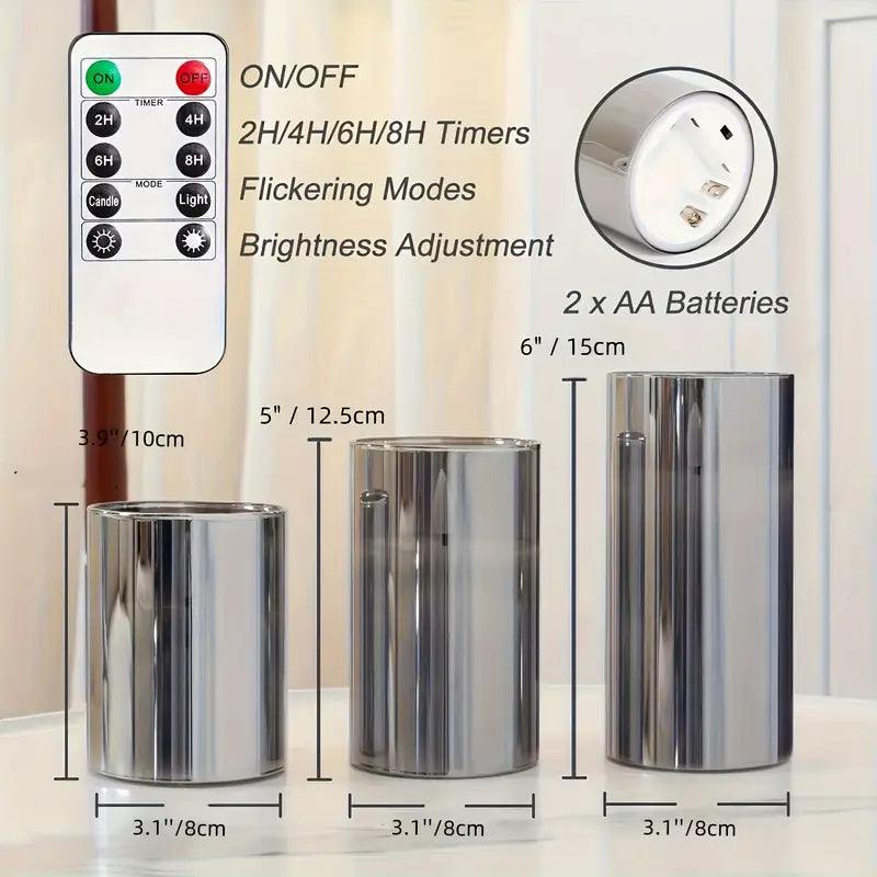 3Stück - Flammenlose LED-Kerzen