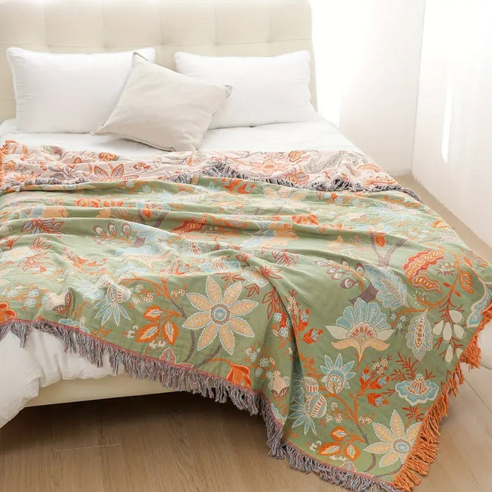 Rustic Floral Boho Blanket