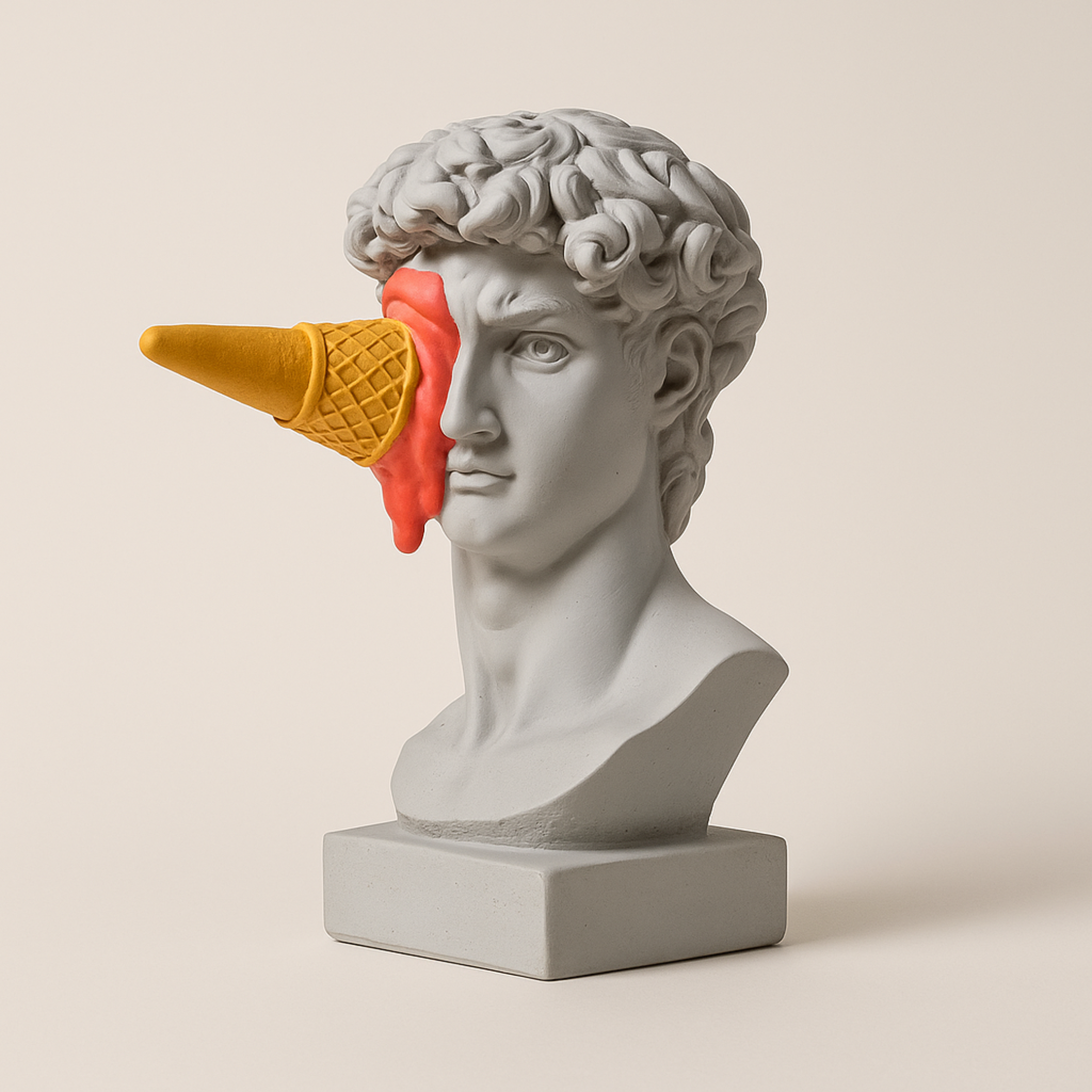 Hedendaagse David-buste met ijs